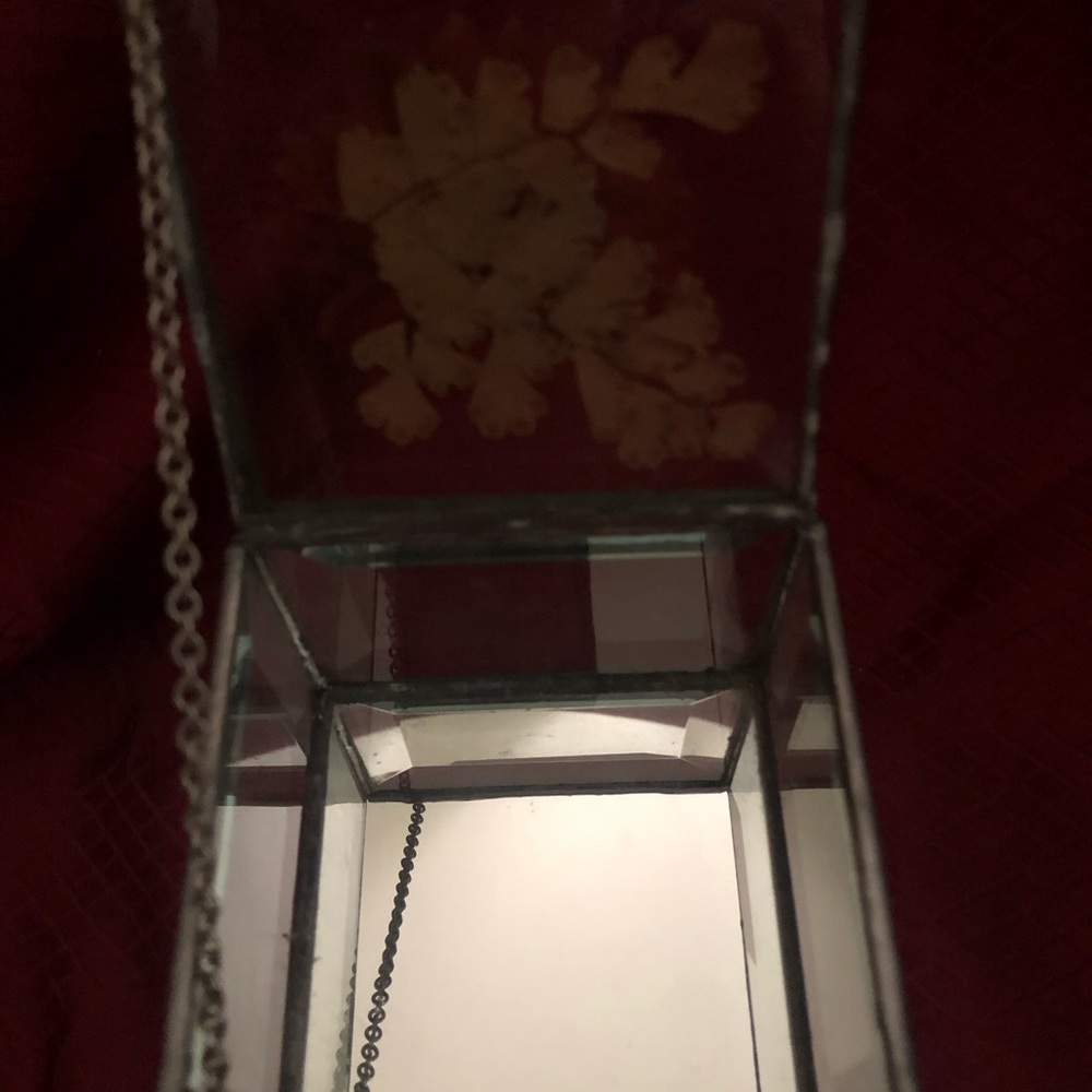 Beveled glass engagement/wedding ring box with dried flower embedded in lid - Picture 8 of 10